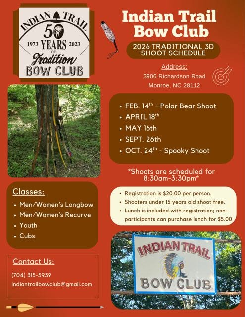 Flyer for Indian Trail Bow Club Trad Only