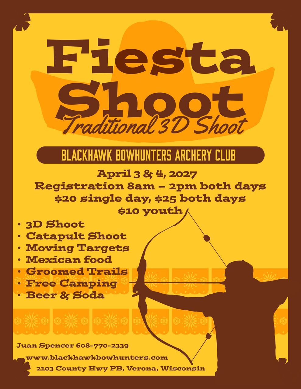 Flyer for Blackhawk Bowhunthers, Fiesta Shoot in Verona, WI